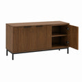 Meuble TV 3 portes marron noyer en MDF plaqué noyer 160 x 40 x 70 cm