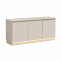 Meuble TV 3 portes beige en panneaux MDF rectangulaire avec éclairage LED 160 x 40 x 75 cm