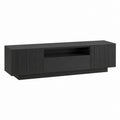 Meuble TV noir en panneaux MDF rectangulaire 180 x 40 x 50 cm avec 2 portes et tiroir