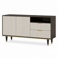 Meuble TV 160 x 40 x 75 cm noyer foncé et beige en panneaux MDF avec 2 portes et 2 tiroirs