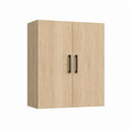 Armoire 2 portes chêne clair en panneaux de particules rectangulaire 80 x 52 x 180 cm
