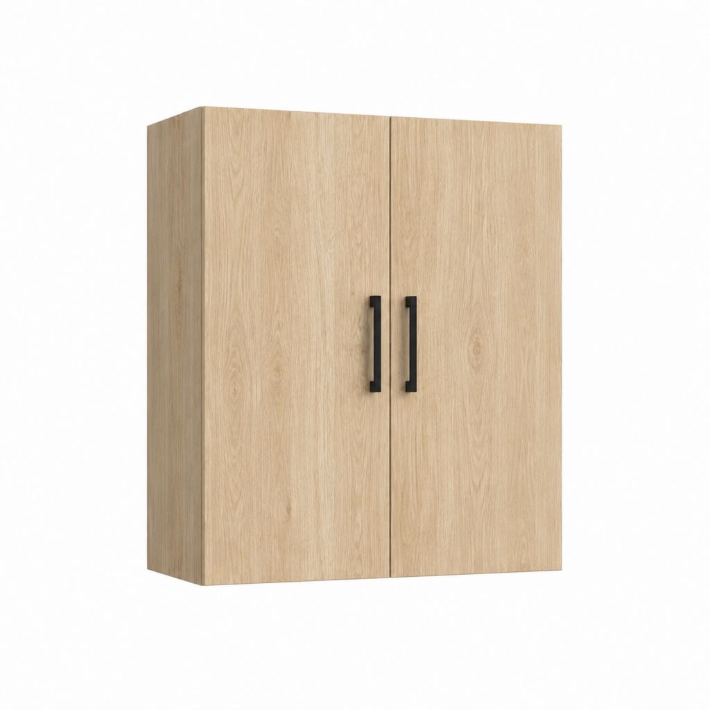 Armoire 2 portes chêne clair en panneaux de particules rectangulaire 80 x 52 x 180 cm