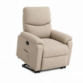 Fauteuil relax inclinable manuel beige en polyester à dossier haut 88 x 95 x 105 cm