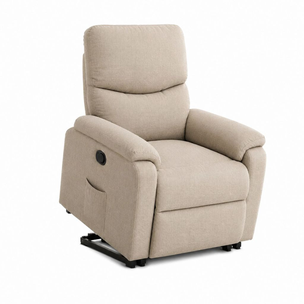 Fauteuil relax inclinable manuel beige en polyester à dossier haut 88 x 95 x 105 cm