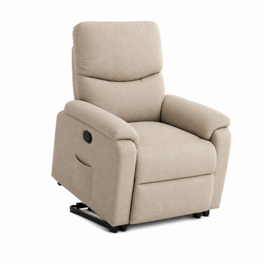 Fauteuil relax inclinable manuel beige en polyester à dossier haut 88 x 95 x 105 cm
