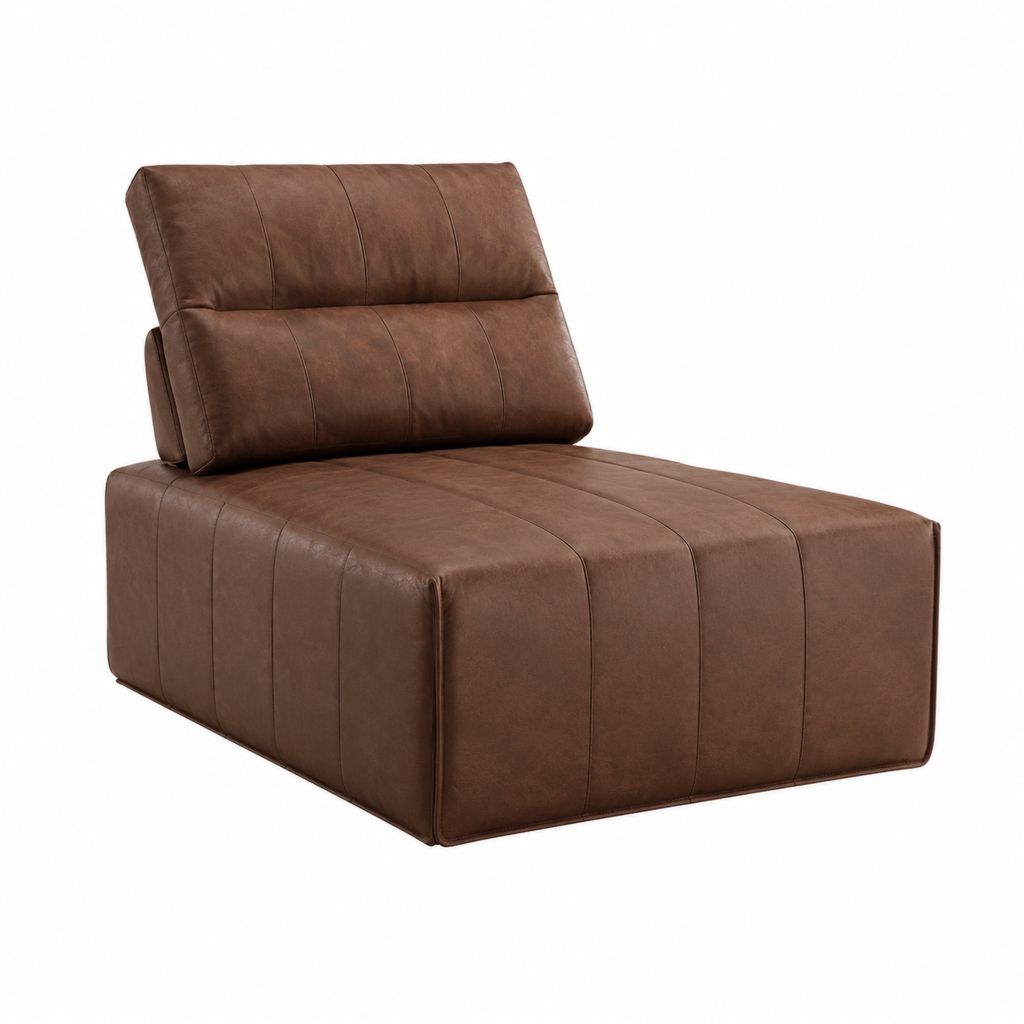 Fauteuil lounge sans accoudoirs marron en revêtement PU rectangulaire 100 x 100 x 85 cm