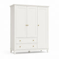 Armoire penderie blanche en panneaux MDF à 3 portes et 2 tiroirs 150 x 55 x 200 cm