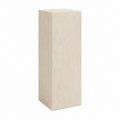 Table d'appoint colonne beige en MDF revêtu de PVC effet travertin rectangulaire 30 x 30 x 90 cm