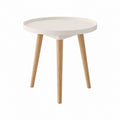 Table d’appoint ronde blanche et chêne massif avec plateau à rebord Ø 50 x H 55 cm