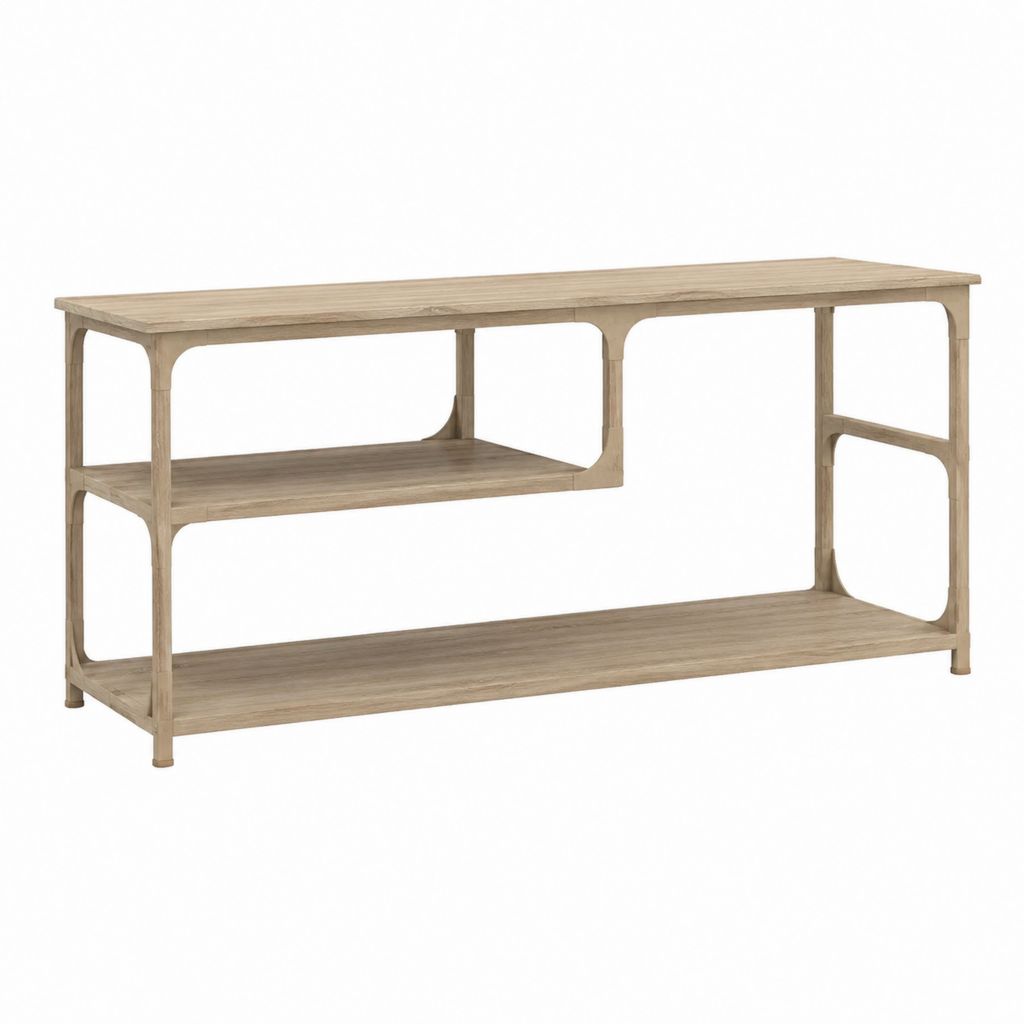 Meuble TV en bambou naturel rectangulaire 120 x 40 x 75 cm avec 2 étagères