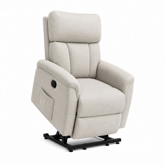 Fauteuil releveur électrique inclinable beige en polyester 85 x 92 x 105 cm