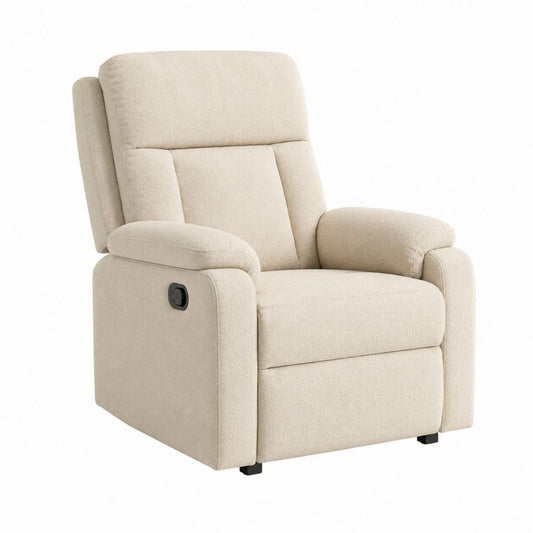 Fauteuil relax inclinable manuel beige en polyester rectangulaire 86 x 94 x 98 cm