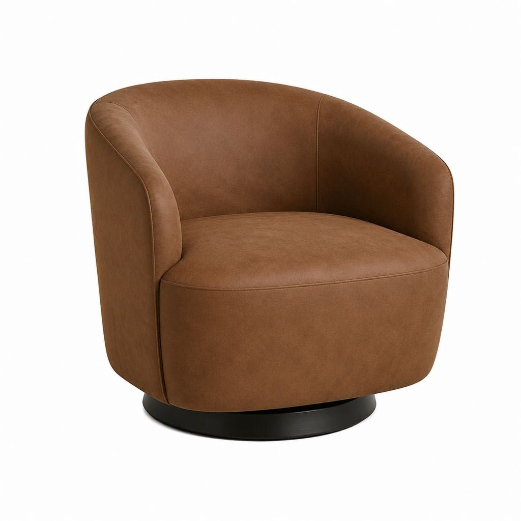 Fauteuil pivotant marron en microfibre polyester 80 x 78 x 78 cm