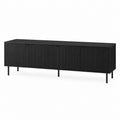 Meuble TV noir en panneaux MDF striés rectangulaire 180 x 40 x 60 cm